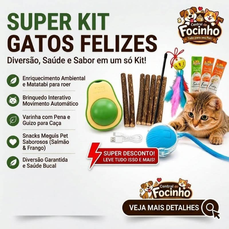 Kit Enriquecimento Ambiental para Gatos 11 Itens Catnip Matatabi Varinha Brinquedos