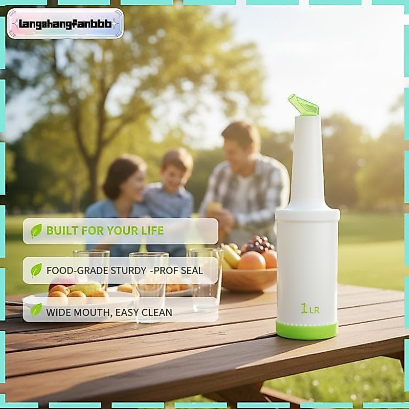 [LANGB] 1L Garrafa De Plástico Para Despejar Suco , Dispensador De Bar De Grande Capacidade À Prova De Vazamentos Casa ,