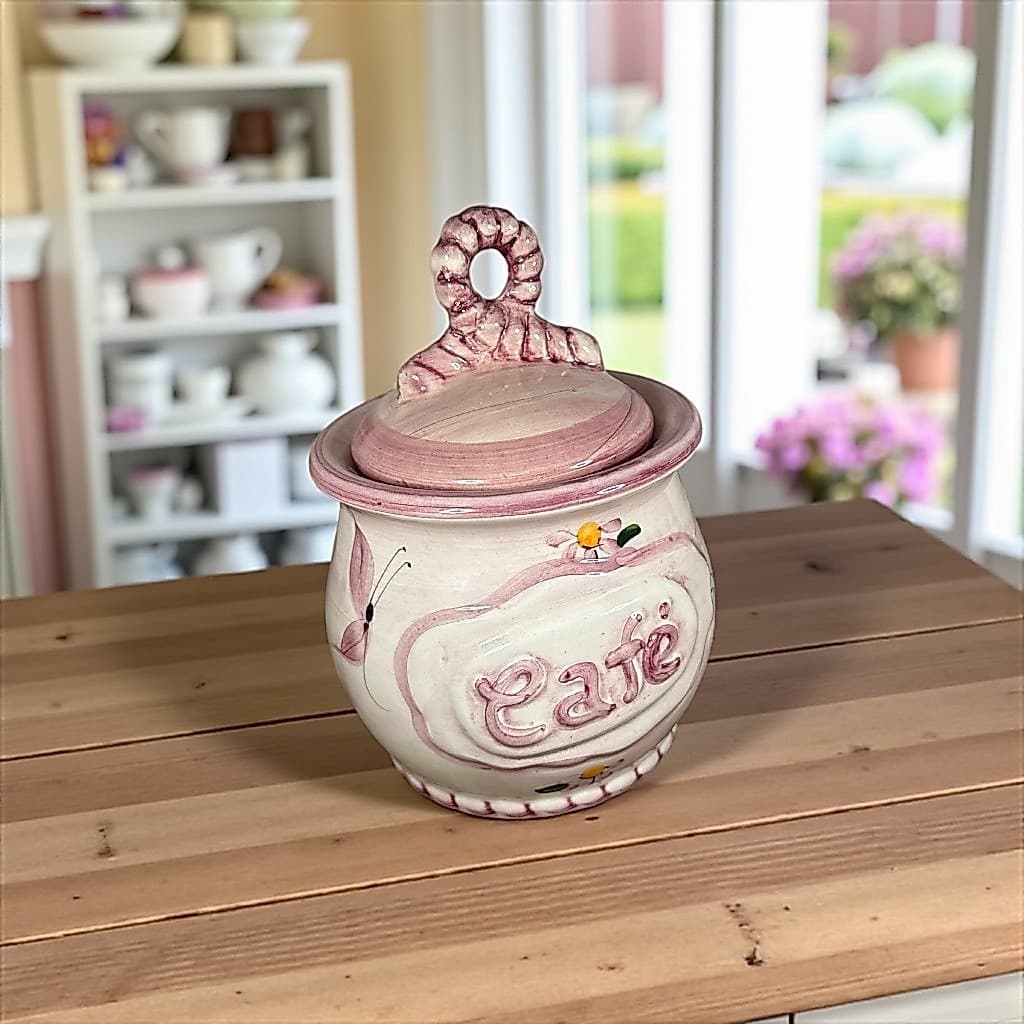 Pote Para Guardar Café Feito de Cerâmica 1,5 Litros Decorado á Mão