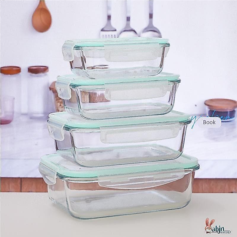 Lancheira de vidro para forno de micro-ondas, resistente ao calor, vidro transparente, lancheira selada, lancheira, gela