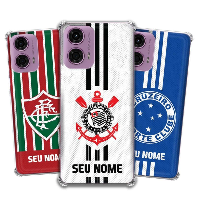 Capa Capinha - Motorola Moto G24 - Futebol Times do Brasil Personalizada com nome