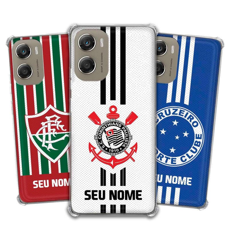 Capa/Capinha - Motorola Moto G06 - Futebol Times do Brasil Personalizada com nome