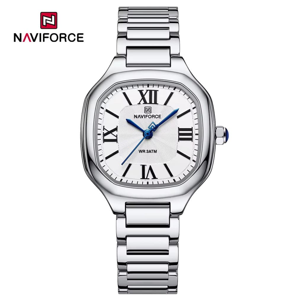 Relógio Feminino Naviforce NF5042 Aço Elegante Quadrado 1 Ano