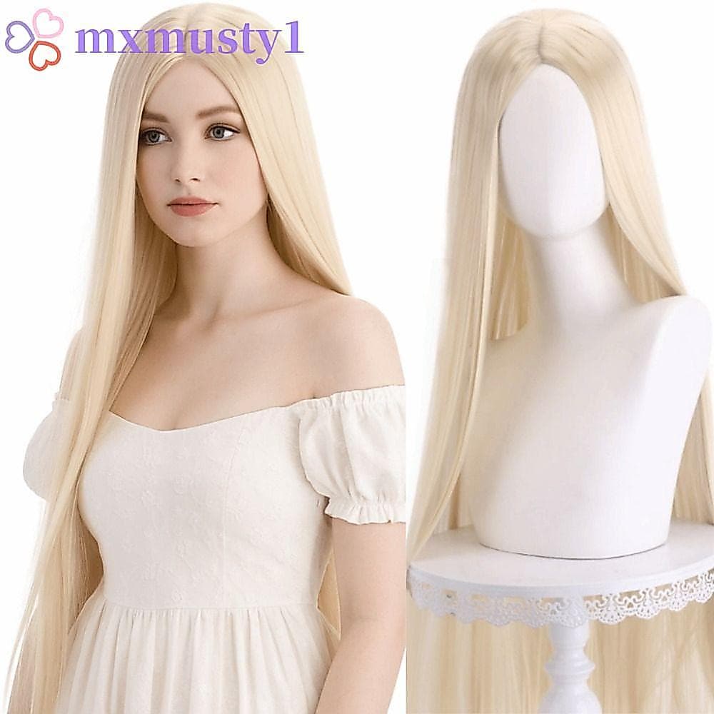 MXMUSTY Peruca Cosplay Longa E Reta , Divisão Central 100cm , Perucas De Anime , Lolita Preta Vermelha
