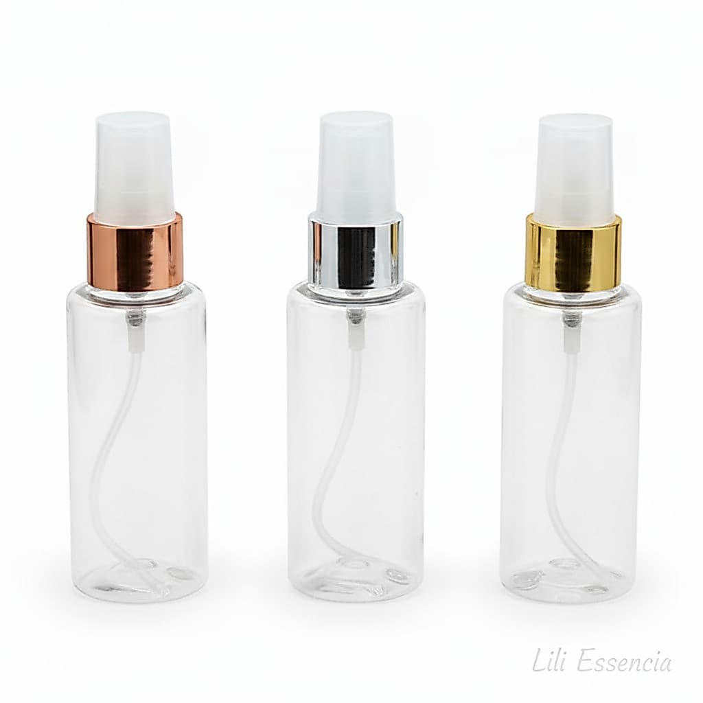 Frascos Pet 60 Ml Cil Reto Válvula Spray Metalizada Plástica ideal para perfumes BODY SPLASH