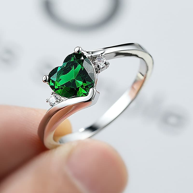 [Estoque pronto] Novo estilo amor Micro-incrustado Aqua azul zircão anel feminino moda casamento noivado jóias WJG