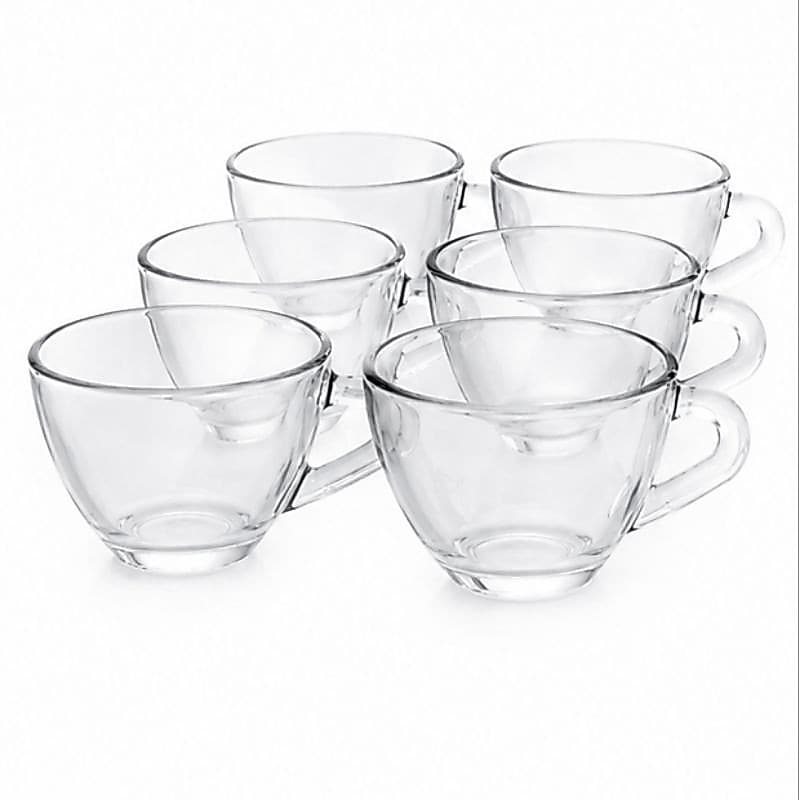 Jogo 6 Xícaras De Vidro 250ml Para Café Chá Cappuccino Transparente