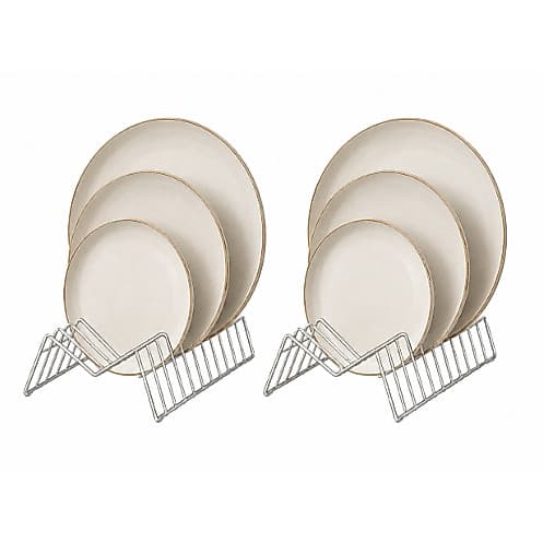 Kit 2 Organizadores Porta Pratos Vertical Platinum 24 Pratos Aço Carbono Pliar