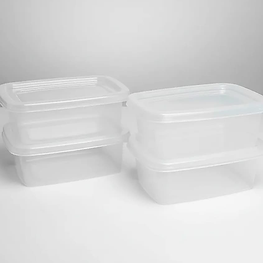 Kit 4 Potes Incolor Pequenos 13,5x9,5x5cm Market Mix 400ml
