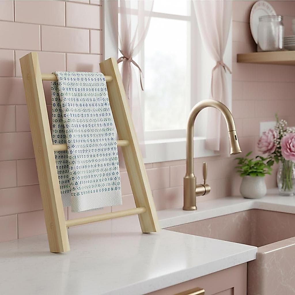 Escadinha Decorativa Porta Pano de Prato Copa Cozinha Toalha Lavabo Madeira Pinus