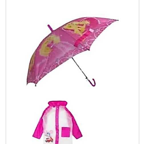 Kit Chuva Com Capa de Chuva e Guarda-chuva Automático com Apito