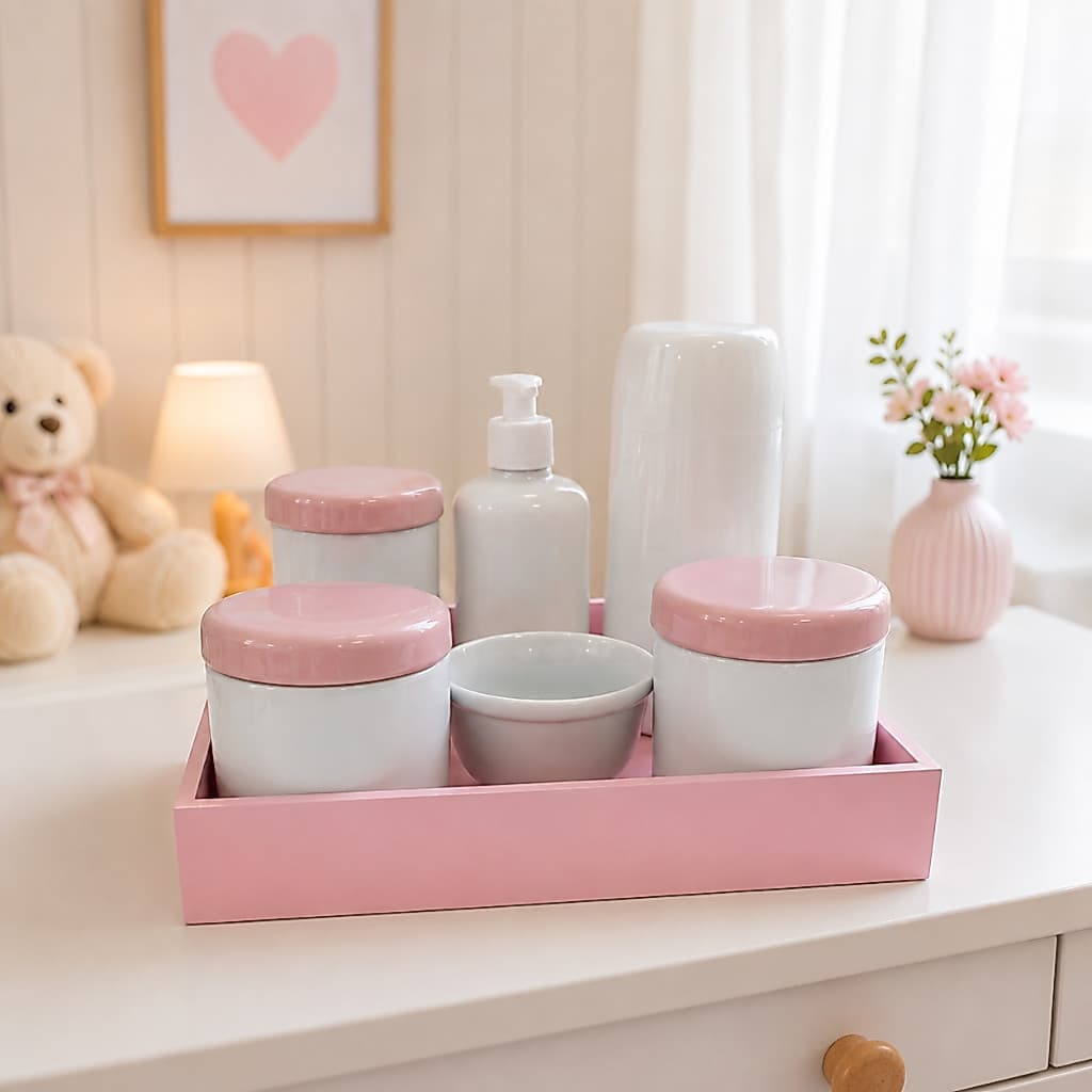 Kit higiene bebe porcelana doce rose