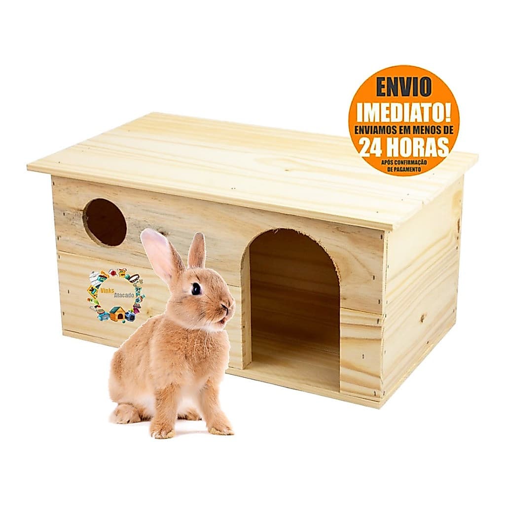 Toca Grande Casa Pet Casinha de Madeira Pinus Para Coelho Estimação Mini Coelho Porquinho da India Chichila Roedores