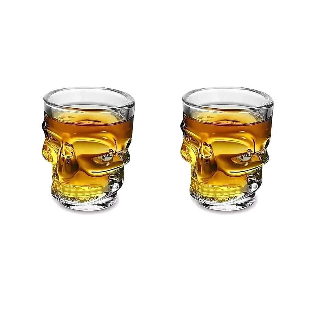 2un COPO VIDRO DOSE SHOT CAVEIRA 50ML CACHAÇA TEQUILA GROSSO