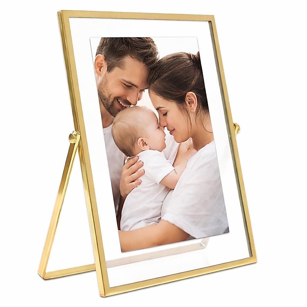 Porta Retrato Mesa 15x20 Metal e Vidro Dourado