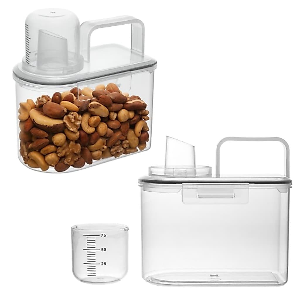 Kit 2 Potes Hermético Porta Sabão em Pó Copo Dosador Organizador de Cozinha e Lavanderia