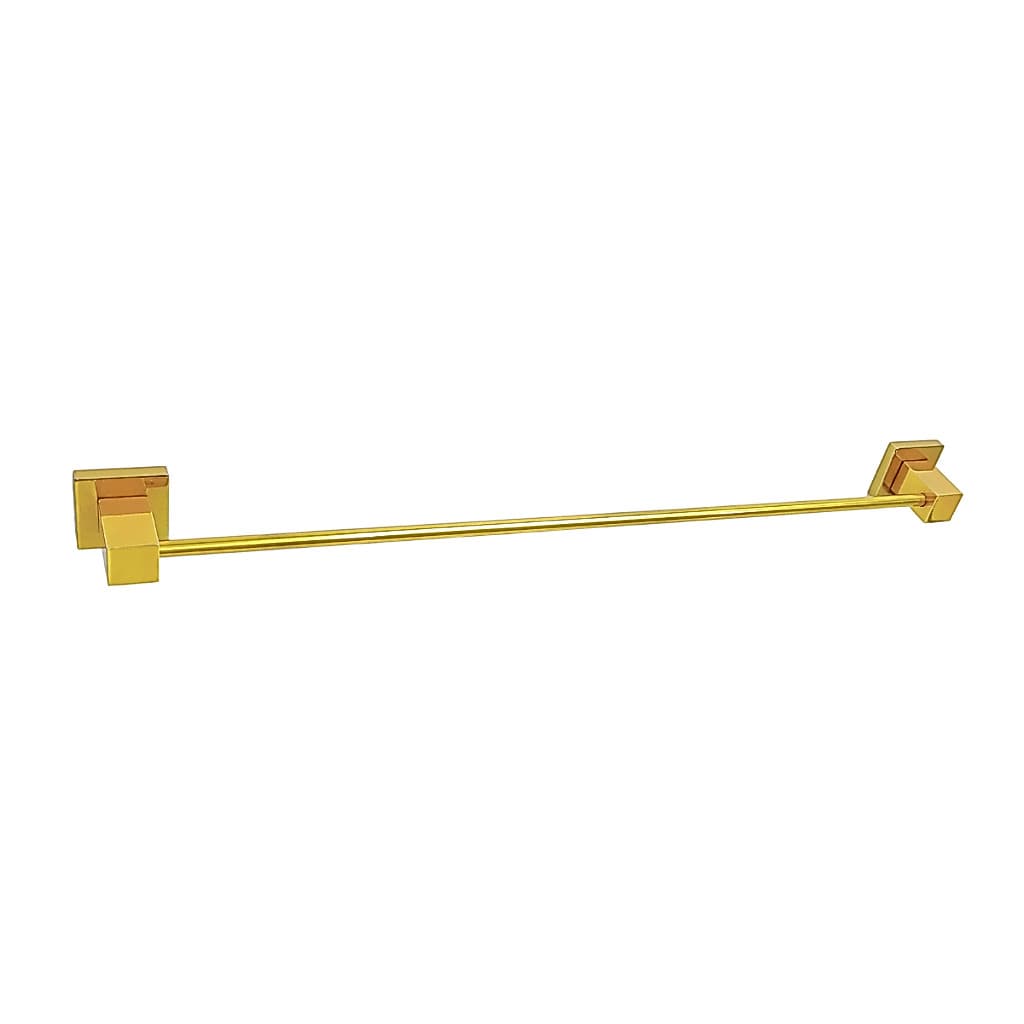 Porta Toalha Banho Alumínio Dourado Quadrado Quadrus Barra Parede Banheiro Lavabo Luxo Moderno