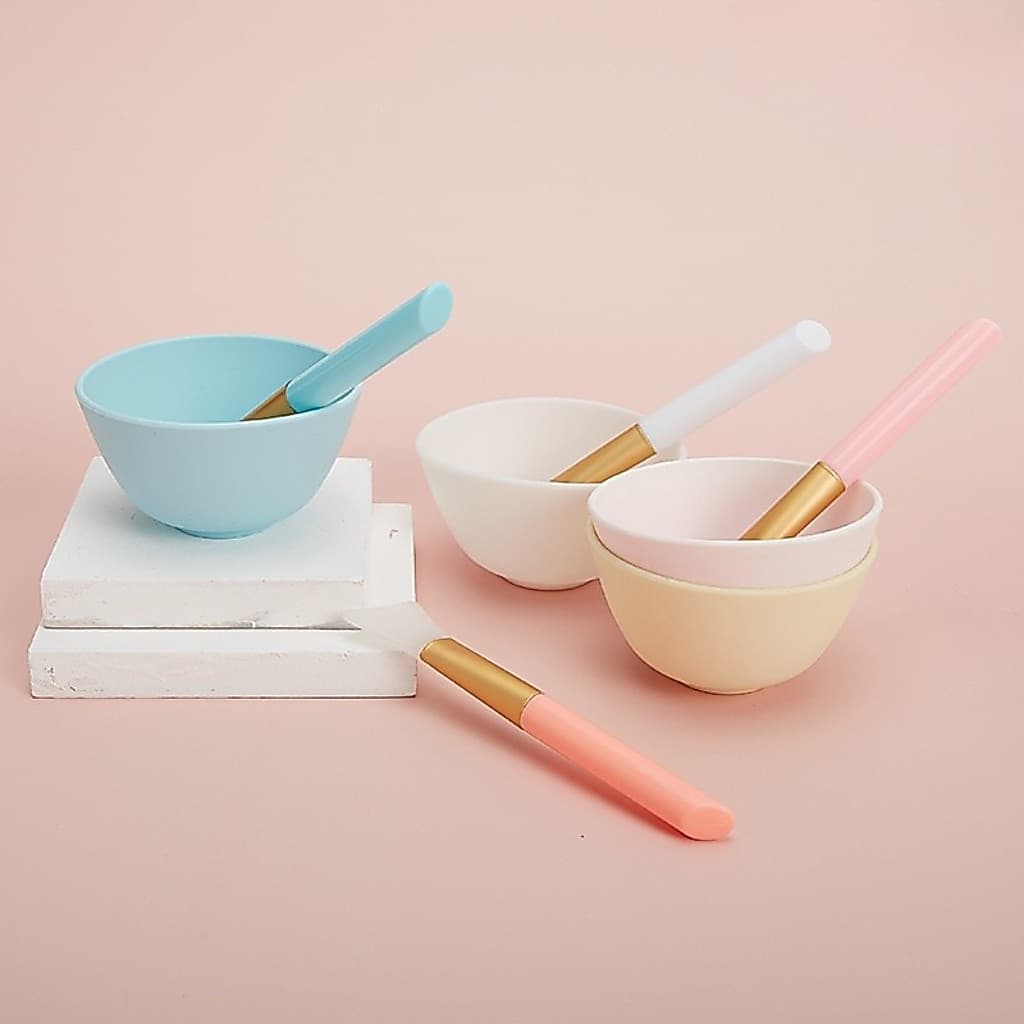 kit Máscara  Facial Beleza Conjunto De Ferramentas Tigela Silicone / Espátula