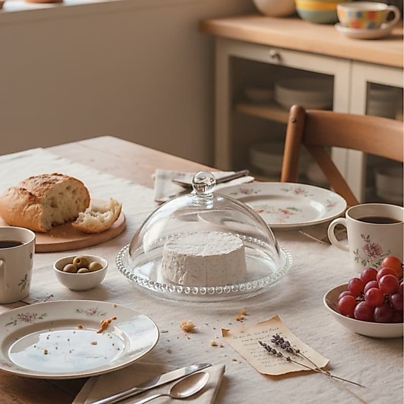 Queijeira Cristal Bolinhas Pearl Wolff | Porta Queijo Elegante para Mesa Posta