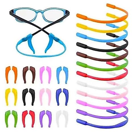 Cordão de silicone para óculos de criança e adulto  + gancho para óculos (Multicolor)