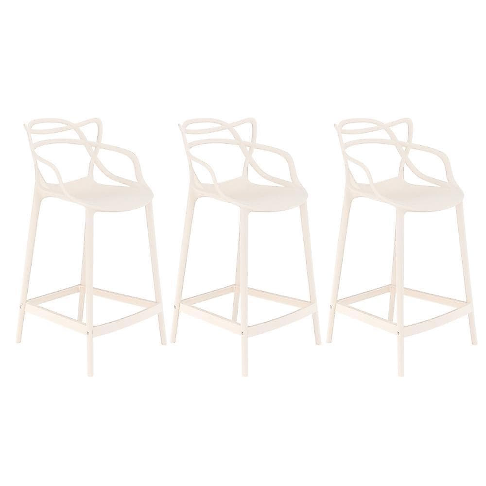 Kit 3 Banquetas média para bancada Master Allegra em Polipropileno 66 cm - Creme