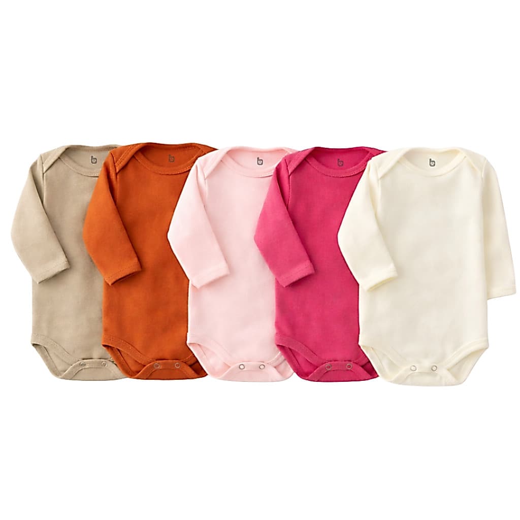 Kit Body Liso Bebê Menina 5 Peças Manga Longa Inverno 100% Algodão.