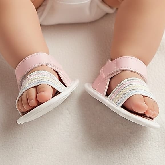 Sandália Infantil Bebê Menina Tira Elástico com Fechamento Fácil Casual Recém Nascido Confortável