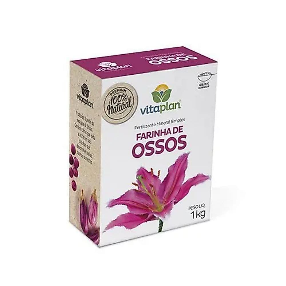 Fertilizante Mineral Misto Farinha de Ossos Caixa c/ 1kg VITAPLAN