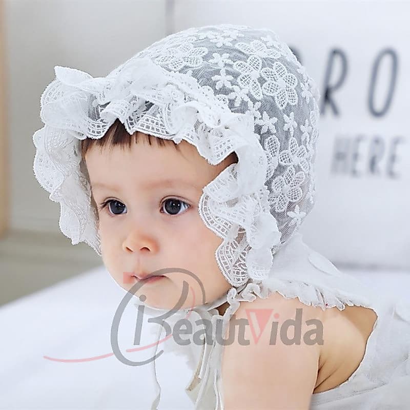 Chapéu De Renda Para Bebê ADAMES , Com Babados Branca Flor , Lindo Sol Bordado Respirável De Princesa Meninas , Infantil