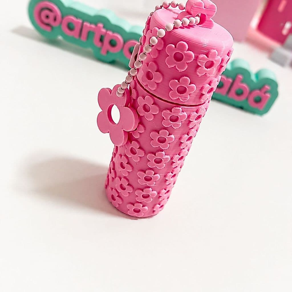 Kit Brinde Chaveiro Com Corrente Porta Batom Bolsa Flor Mimo