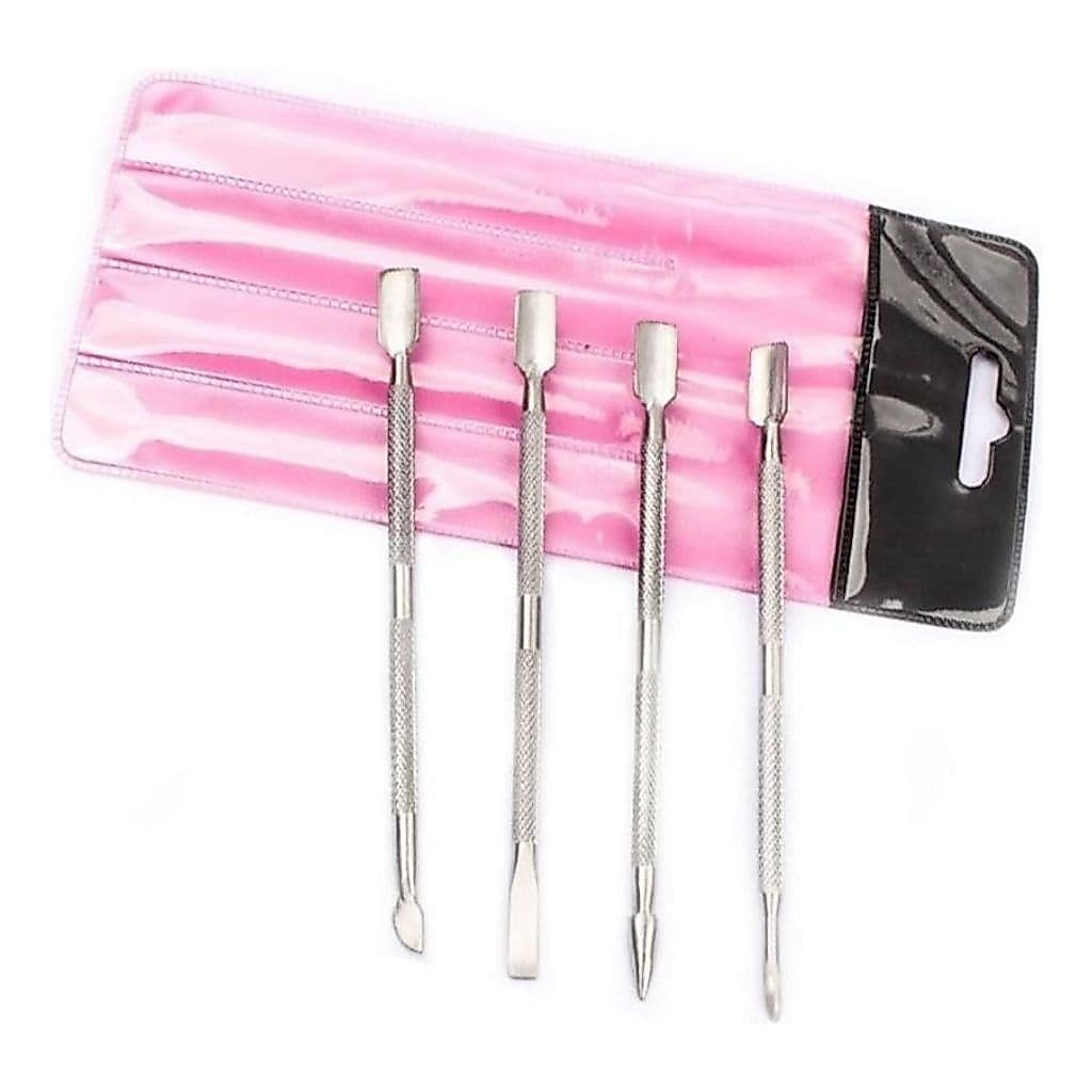 Kit 4 Espatulas para unhas Inox Manicure Pedicure Cuticulas pés mãos unhas em gel Podológa