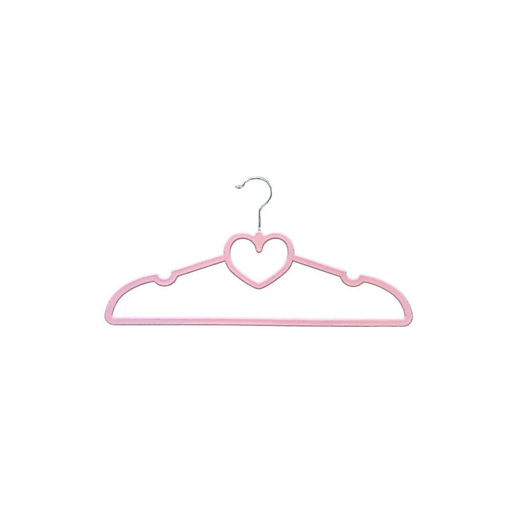 Kit 25 Cabides Slim De Veludo Rosa Coração Largura 42cm