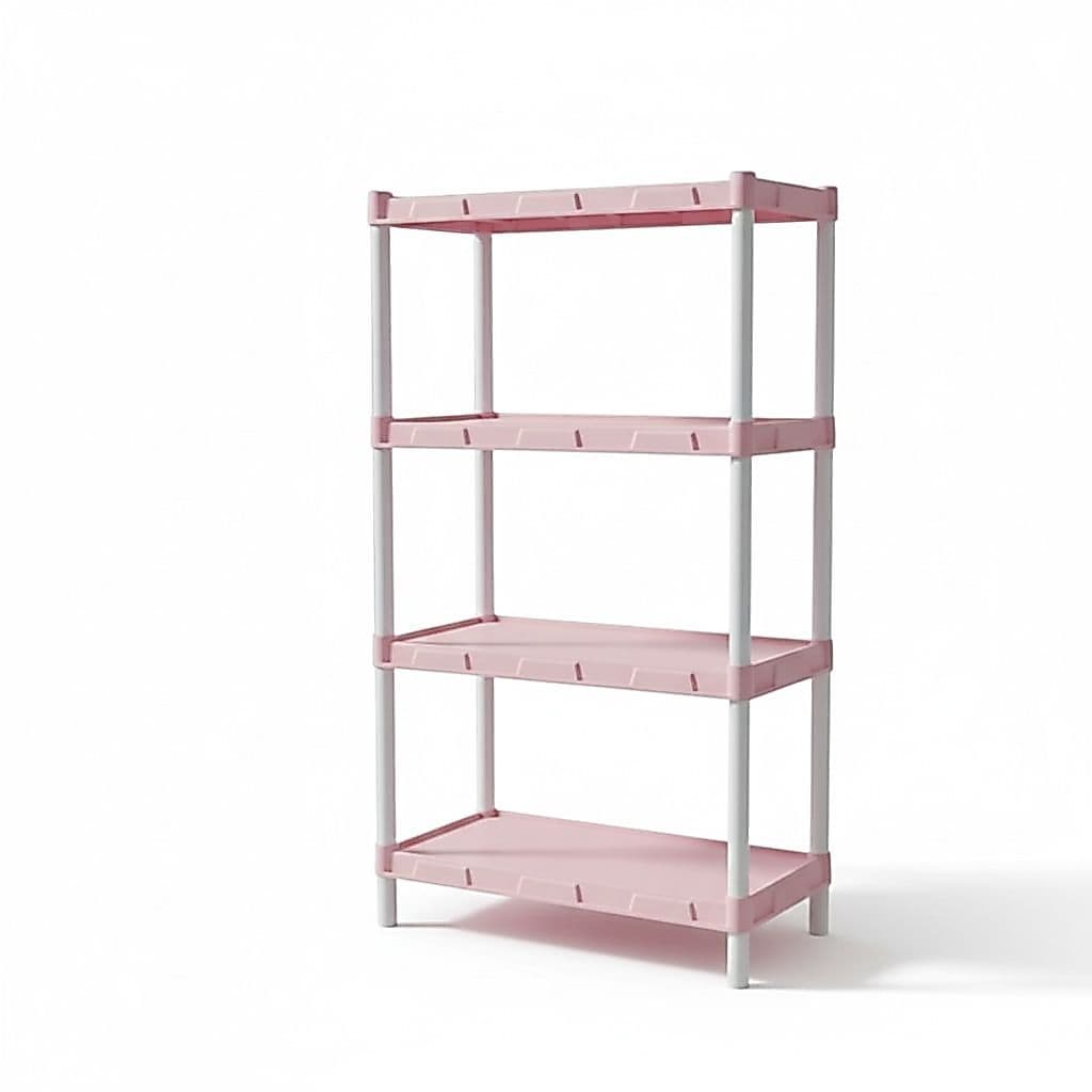 Estante Organizadora Modular Rosa Bebê  com 4 Prateleiras e Pezinhos – Multiuso