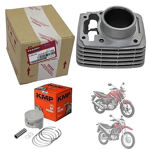 Kit Cilindro Motor Original Hamp+Pistão+Kit A+Guarnição Tampa Válvula+Retentor Válvula Titan/Fan/Nxr Bros 150