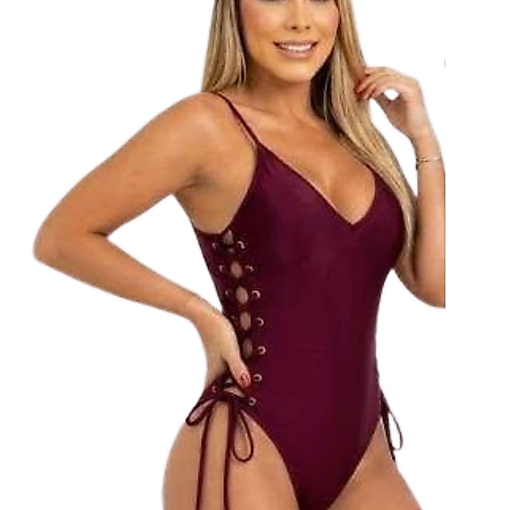 Body/Maiô Feminino Suplex Cavado com Alças Finas e Amarração