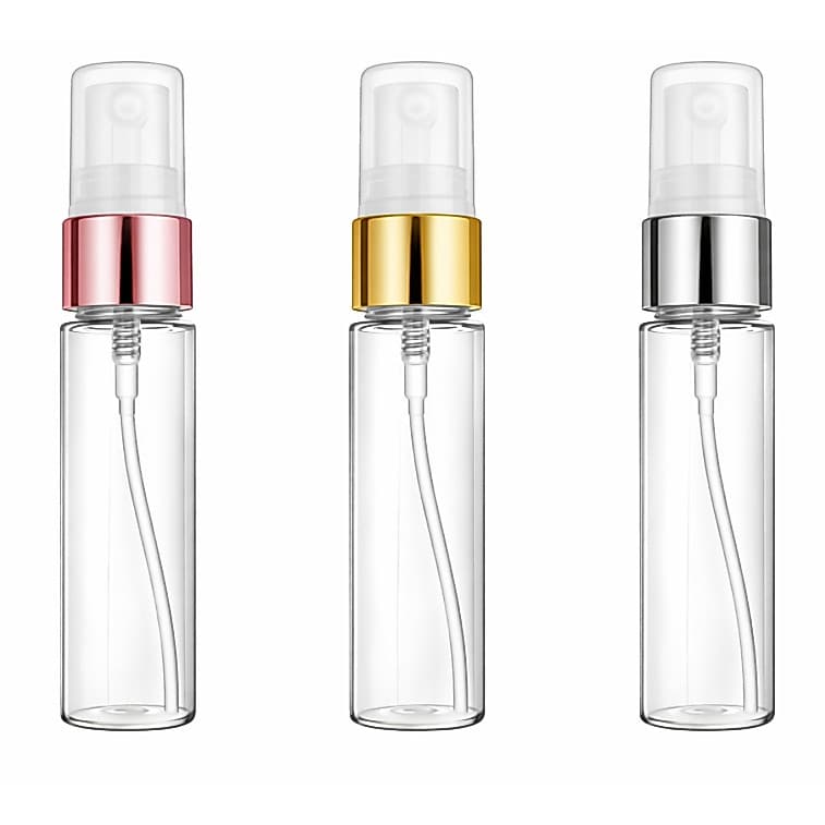 10 Frascos 15 Ml Plástico Pet Válvulas Natural Spray Semi Luxo Dourada Prata Rosa Borrifador Perfumes Home care amostras