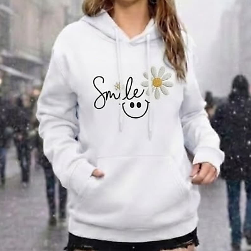 Moletom Smile Feminino Blusa De Frio Capuz e Bolso Casaco 100% Algodão Peluciado Quentinho