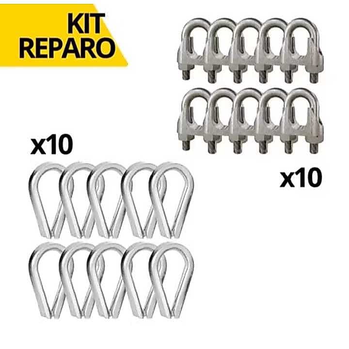 Kit 10 Reparo Academia Grampo E Sapatilha 3/16