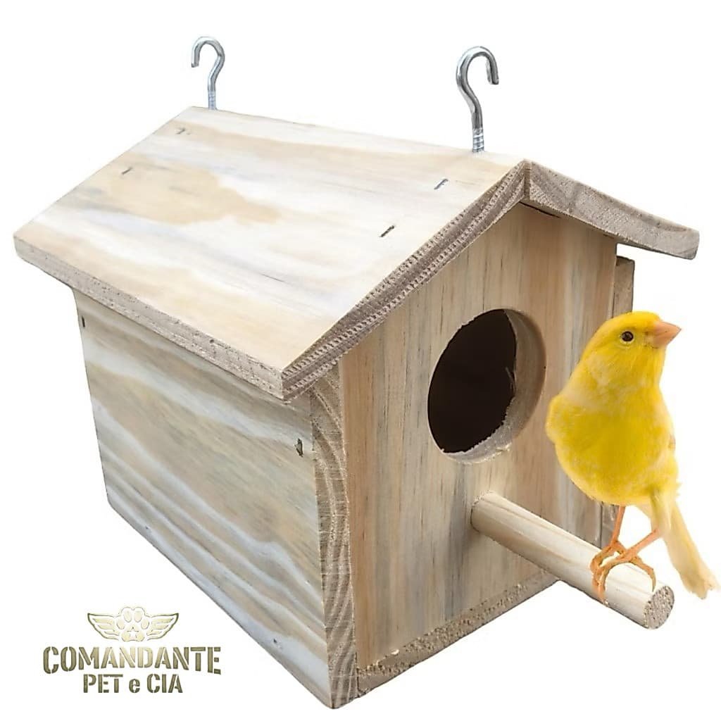 Casinha para Pássaros - Abrigo de Madeira com Design Natural e Proteção Contra Chuva