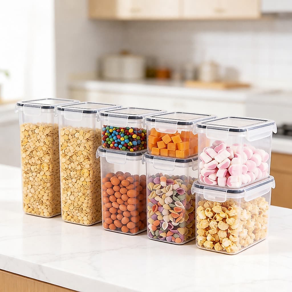 Kit 8 Potes Herméticos Acabamento Fosco Dein | 0.8L a 2.8L | Armazenamento Cozinha