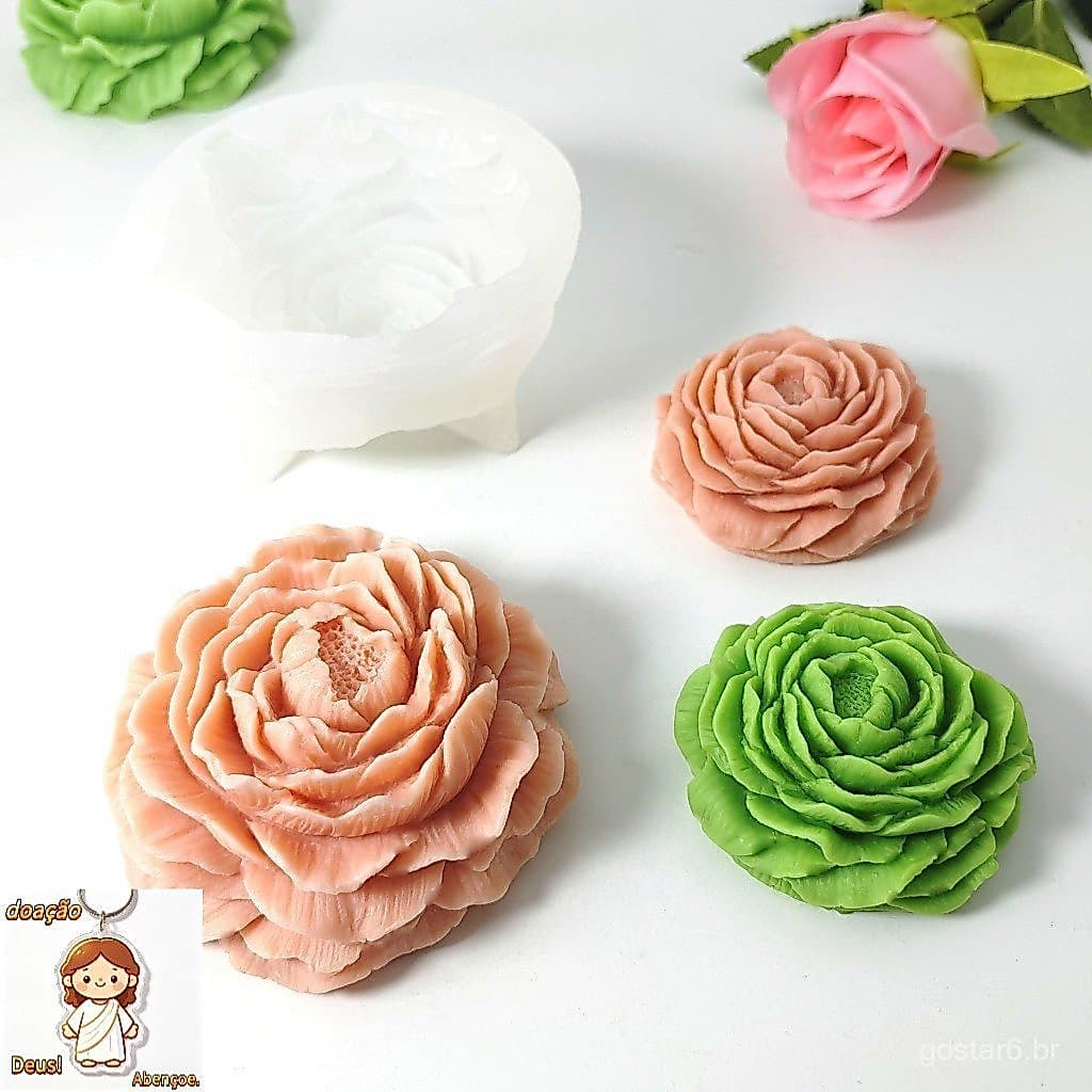 Molde De Silicone De Vela De Peônia Grande 3D Bolo De Mousse De Flor Chocolate Sabonete Para Casa Decoração De Quarto
