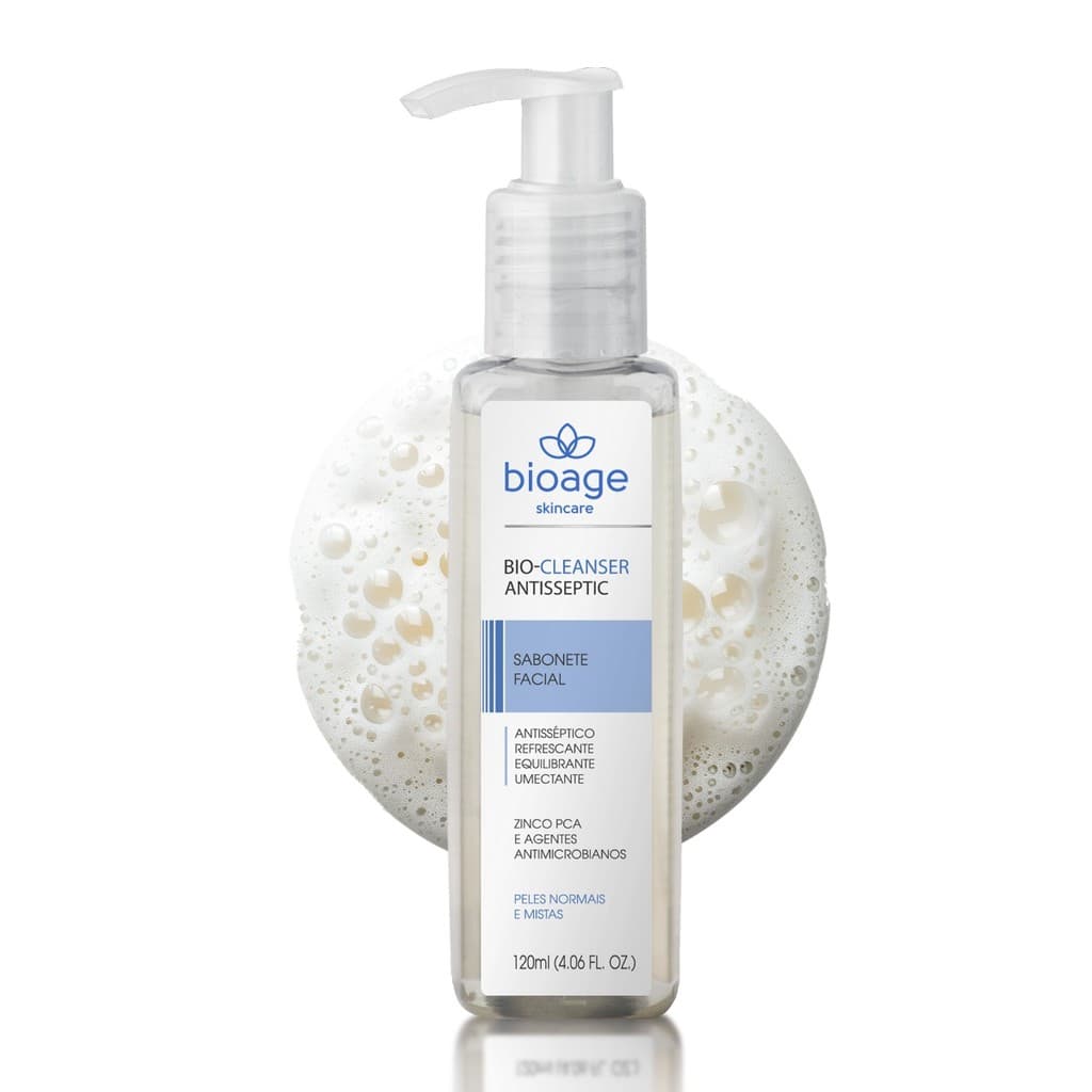 Sabonete Bioage Bio-Cleanser Antisseptic 120ml - Dermocosméticos Profissionais Higienização e Tratamento Facial Antiacne