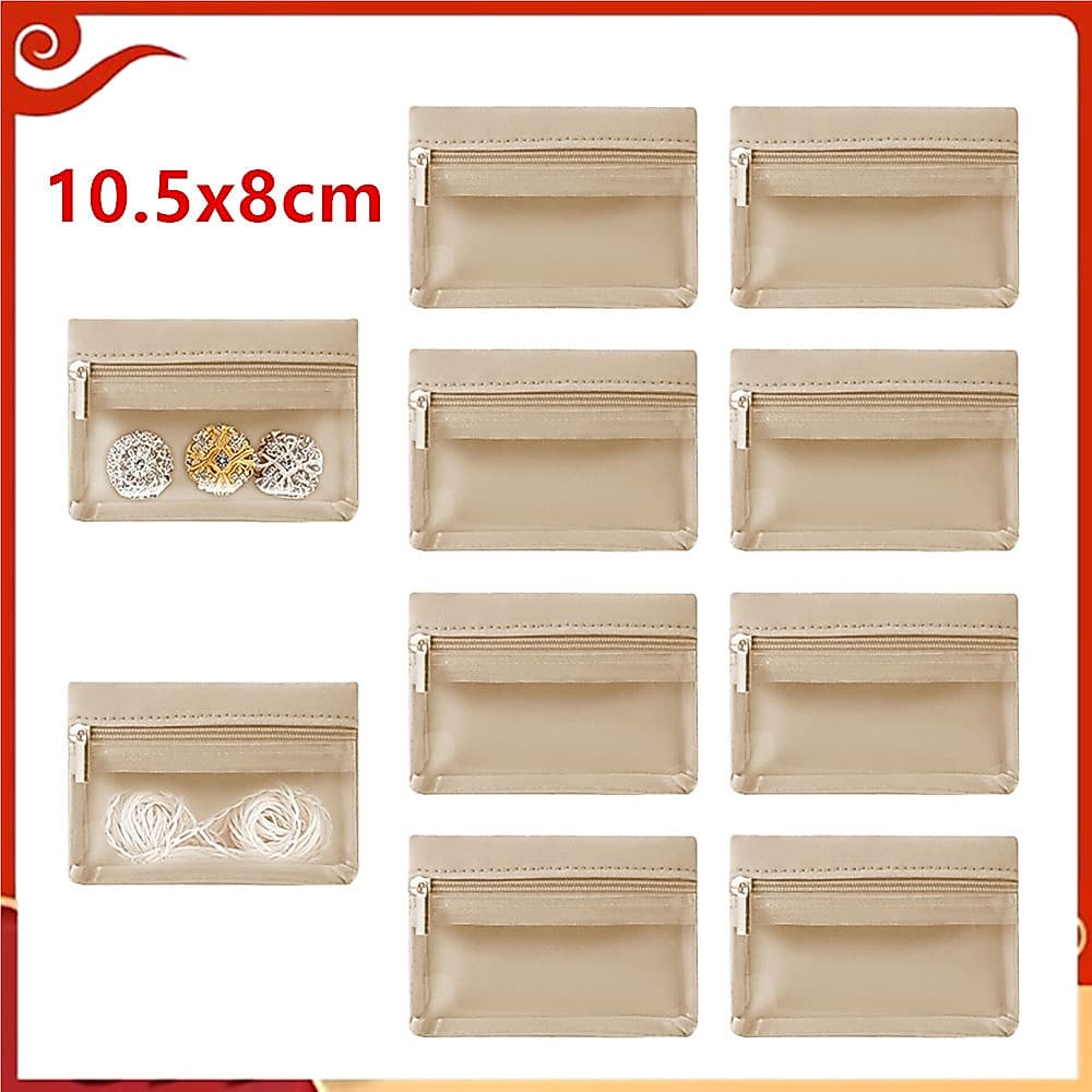 Bolsa de joias de viagem, bolsa de veludo com zíper transparente de 10-50 peças, anel de armazenamento, brincos, colar