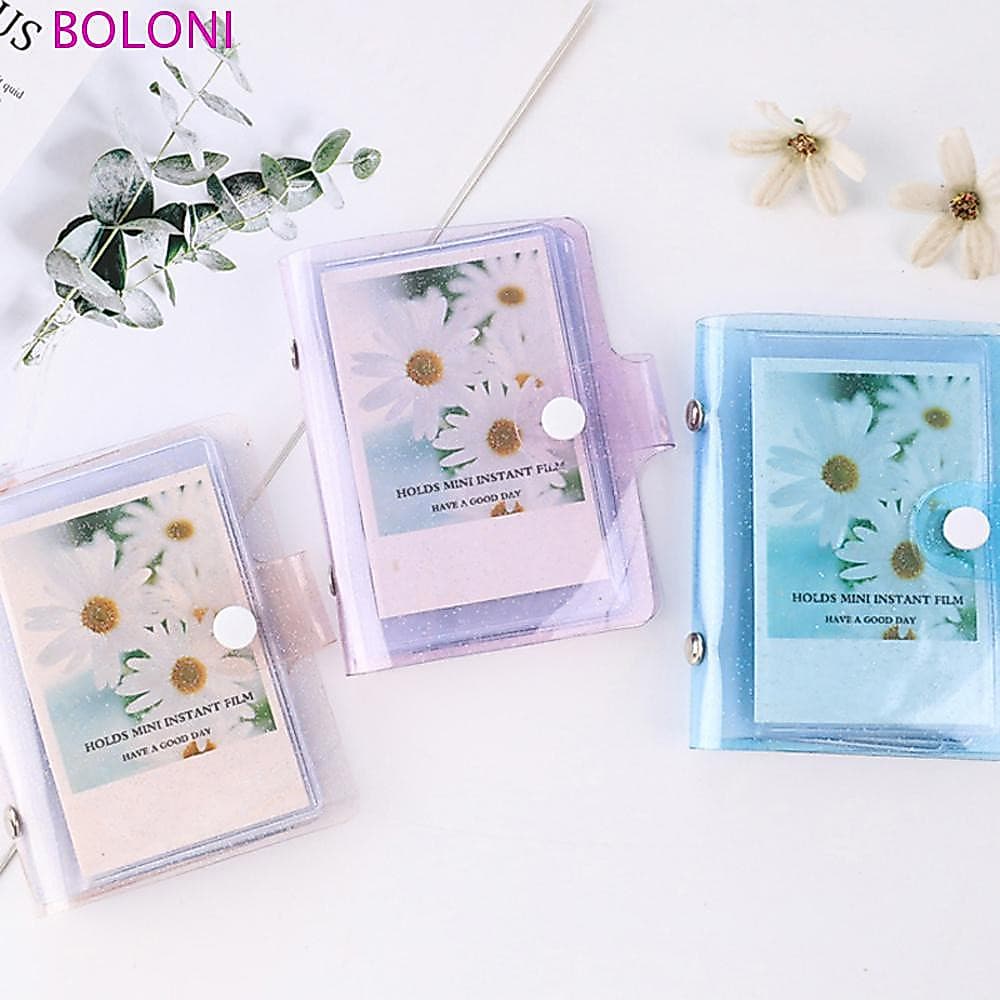 Álbum de Fotos Transparente com Glitter BOLONI, Cores Brilhantes, Pasta para Armazenamento de Fotos, Adequado para Cartõ