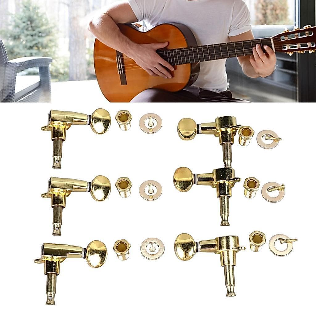 Daconovo chave de afinação de guitarra totalmente fechada, pinos de metal precisos para ouro elétrico acústico (6L)