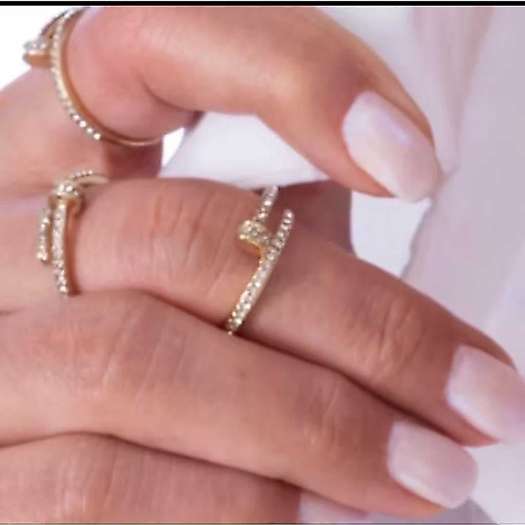 Anel Regulável prego Feminino  Cravejado Zircônia  Banhado a Ouro e A Prata 925