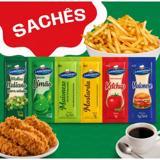 Lancheiro Sachês Alimentos Ketchup em sachê 5 g 150 un Lanches