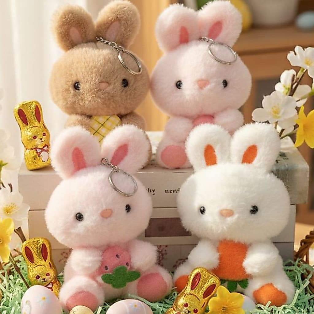 Chaveiro Coelho de Pelúcia Luxo – 7 Cores Encantadoras | Pingente Fofo Para Bolsa