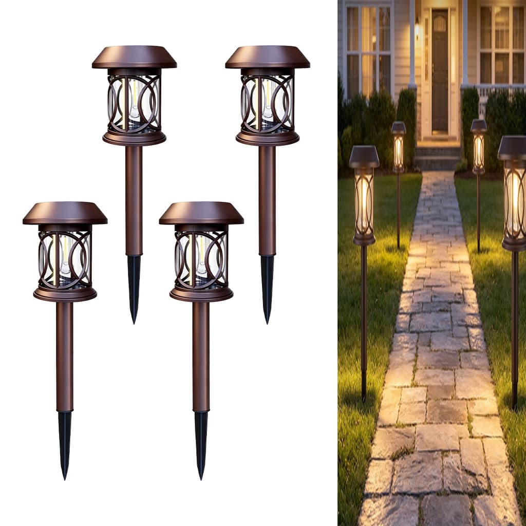 Kit 4 Luminária Solar Pedra Led Para Jardim Externo