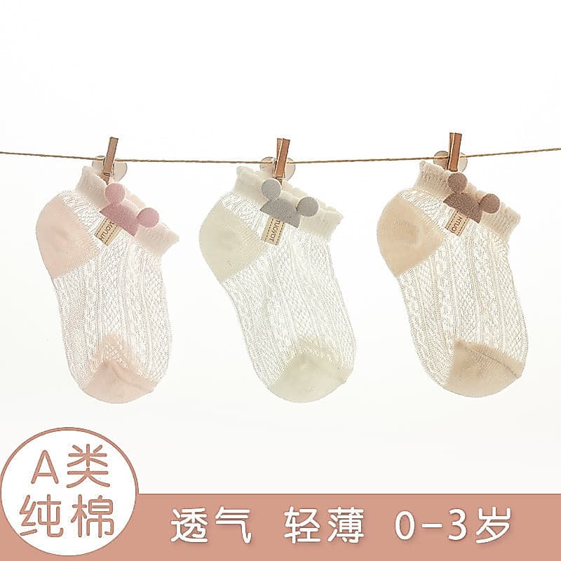 Meias de bebê verão estilo fino algodão puro masculino feminino malha respirável recém-nascido criança curto desossado i